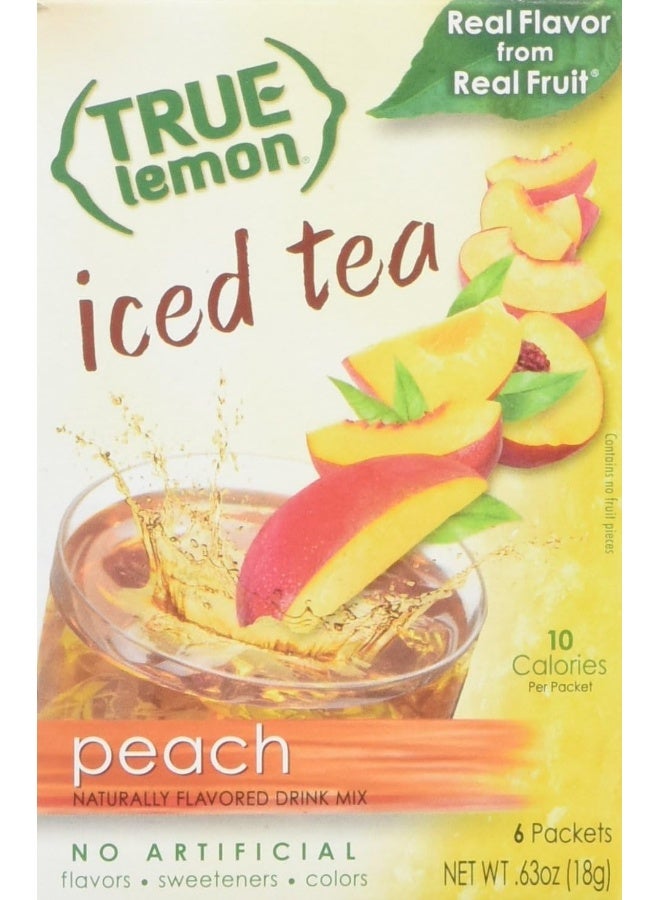 True Citrus PEACH ICED TEA MIX by TRUE LEMON | Instant Powdered Drink Packets That Quench YOUR Thirst, Kit Includes 4 Boxes of Mouth Watering True Citrus PEACH (ICED TEA) 6 Count (Pack of 4) - Image 1